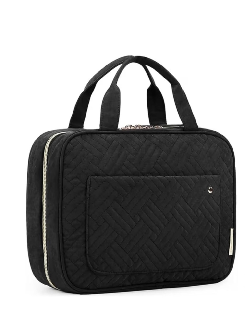 Bagsmart Black Velvet Gold Hardware Makeup Travel Cosmetic Toiletry Bag